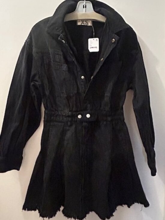 We the Free Free People Dresses & Skirts - We the Free Free People Chain of Command Black Denim Fray Fitted Mini Dress NEW